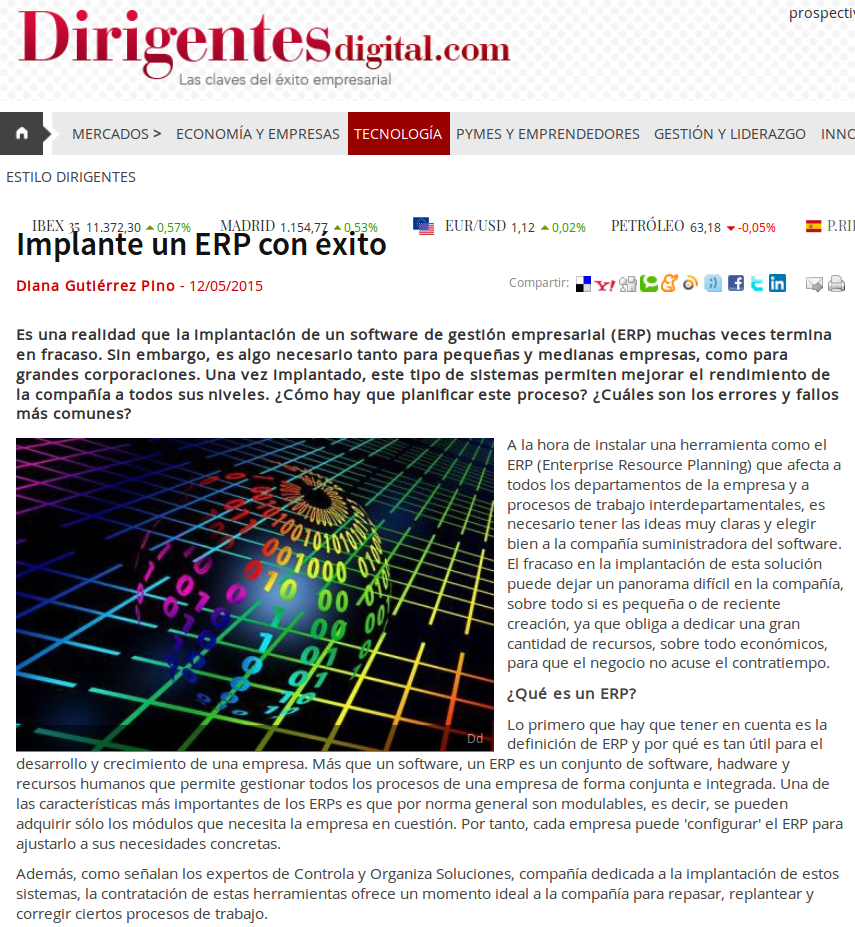 Dirigentes Implantar ERP